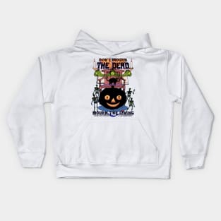 Don't Mourn The Dead... Mourn The Living - Spooky Halloween Psychedelic Horror Pumpkin Skeletons October Fall Design (Version 2) Kids Hoodie